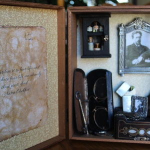 Anton Chekhov,  Assemblage Shadow Box, Art Box, Diorama. The life Russian author and physician
