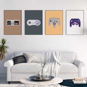 Gaming Art - Videospiel Controller Drucke - Retro Videospiel Controller Drucke - Geschenke für Gamer - Gaming Drucke