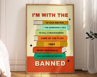 Póster de libros prohibidos, regalo literario, regalo para amantes de los libros, póster literario, libros antiguos, póster escolar, amante de los libros, regalos para lectores,