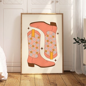 Cowgirl Boot Print, Western Boot Print, Western Art, Cowboy Boot, Y2k Wall Art, Trendy Art, Western Aesthetic, Printable Wall Art, Retro Art