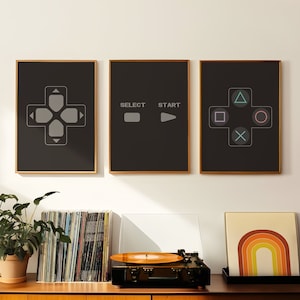 Video Game Prints, Video Game Controllers Print Set of 3, Gift for Gamer, Game Room Decor, Video Game Art, Gaming Prints, Retro Gaming Art