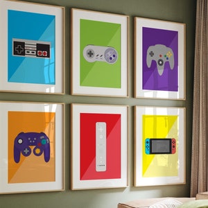 Classic Video Game Controller Prints, Gift for Gamer, Game Room Decor, Retro Arcade Prints, Video Game Wall Art, Retro Controller Art