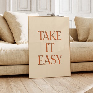 Take It Easy Print - 70s Poster - Retro Wall Art - Positive Wall Art - 70s Art - Inspirational Print - Boho Art - Gallery Wall Art