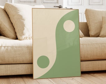Yin Yang Print - Yin and Yang - 90s Aesthetic - Retro Wall Art - Boho Print - Yin Yang Poster - 90s Wall Art - Pastel Aesthetic