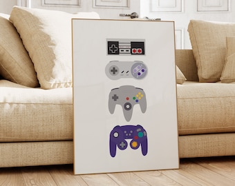 Stampa di controller per videogiochi - Arte retrò per videogiochi - Regalo per giocatori - Stampa di videogiochi - Regalo per videogiocatori