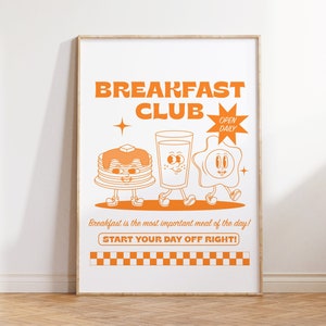 Breakfast Club Print, Retro Kitchen Art, Retro Food Poster, Cute Cartoon Poster, Kitchen Wall Art, Retro Characters Print, Funny Food Print