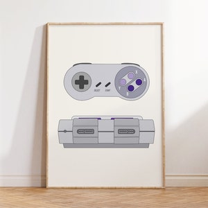 Retro Video Game Art, Gaming Print, Video Game Controllers Print, Game Console Print, Gifts for Guys, Boys Room Decor, 90s Wall Art