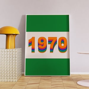 1970s Wall Art, 1970s Print, Retro Decor, Indie Poster Design, Colourful Retro Wall Art, 1970 Birthday Print, 70s decor, 70s Print