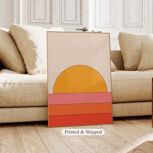 Impression coucher de soleil des années 70 - décoration des années 1970 - impression d'art coucher de soleil rétro - affiche des années 70 - impression d'art des années 70 - art mural moderne Mid-Century - art bohème