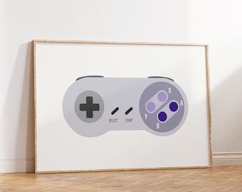 Retro Video Game Controller Print, Game Room Decor, Gaming Wall Art, Gifts for Son, Gift for Gamer, Nostalgic Gaming Print, Video Game Art