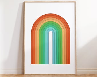 70s Rainbow Print - Mid-century Modern Art - Trendy Wall Art - Geometric Rainbow - 70s Wall Art - 70s Poster - Retro Printable Art