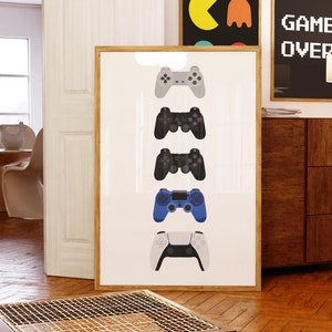 Video Game Controllers Print, Game Room Decor, Video Game Art, Gaming Prints, Gift for Gamer, Retro Controllers Print, Gift for Son