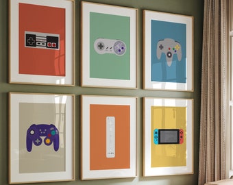 Art de jeu vidéo, décoration de salle de jeux, impression de contrôleurs de jeu vidéo, cadeaux pour gamer, décoration de chambre de garçons, art pour chambre d'adolescents, impression de jeux vidéo