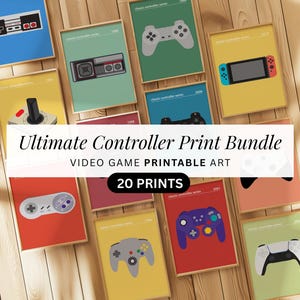 Video Game Prints Classic Controllers Bundle Game Room Decor Gift for Gamers Retro Gaming Art Video Game Controllers Evolution Prints