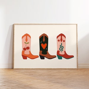 Cowboy Boots Print, Western Wall Art, Cowgirl Print, Cowgirl Boots Poster, Girly Wall Art, Trendy Apartment Decor, Western Cowgirl Art