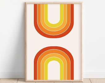 70s Rainbow PRINTABLE ART - 70s Decor - Retro Art Print - Abstract Rainbow Print - Boho Rainbow Art - Geometric Art Print - 70s Wall Art