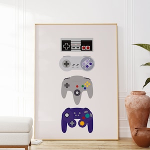 Video Game Controllers Print - PRINTABLE ART - Retro Gaming Art - Gift for Gamers - Video Game Print - Gaming Gift