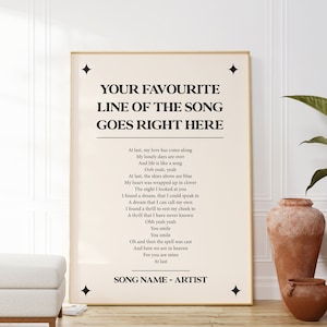 Custom Wedding Song Lyrics Print, Song Lyrics Wall Art, Personalized Music Poster, Wedding Song Gift, Wedding Gift For Couple Unique