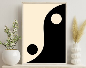 Yin Yang Print - Y2K Art - Retro Wall Art - Boho Print  -70s Print - 90s Wall Art - Boho Wall Art - Yin Yang Poster - Y2K Poster