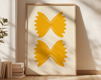 Farfalle Print, Bowtie Pasta Print, Italian Food Wall Art, Gift for Pasta Lover, Retro Pasta Print, Retro Food Print, Kitchen Wall Art