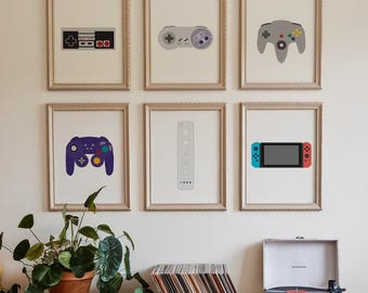 Video Game Controllers Prints, Game Room Art, Video Game Art, Boys Room Art, Art for Teen Boys Room, Gaming Decor, Gamer Gifts