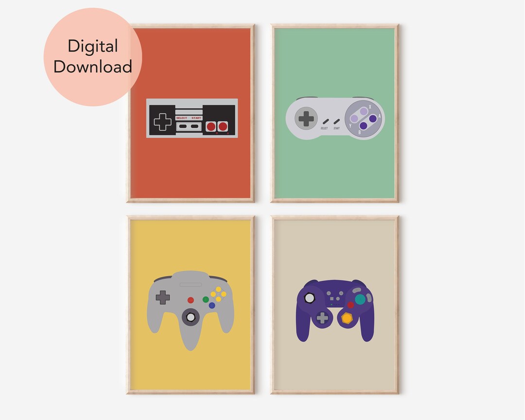 Video Game Decor PRINTABLE ART Video Game Controllers Retro Gaming