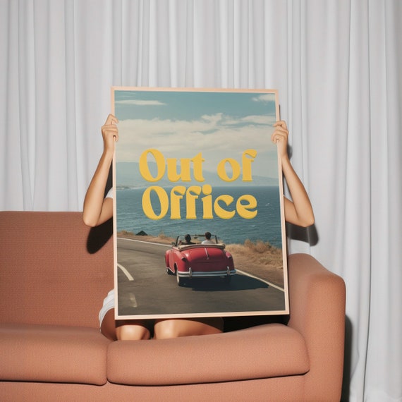 Out Of Office Print - Retro Aesthetic Art, Vintage Vacation Poster, Retro Travel Art, Do Not Disturb Print, Aesthetic Decor, Beach House Art