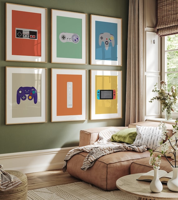 Video Game Art, Game Room Decor, Video Game Controllers Print, Gifts for Gamer, Boys Room Decor, Art for Teen Boys Room, Video Game Prints