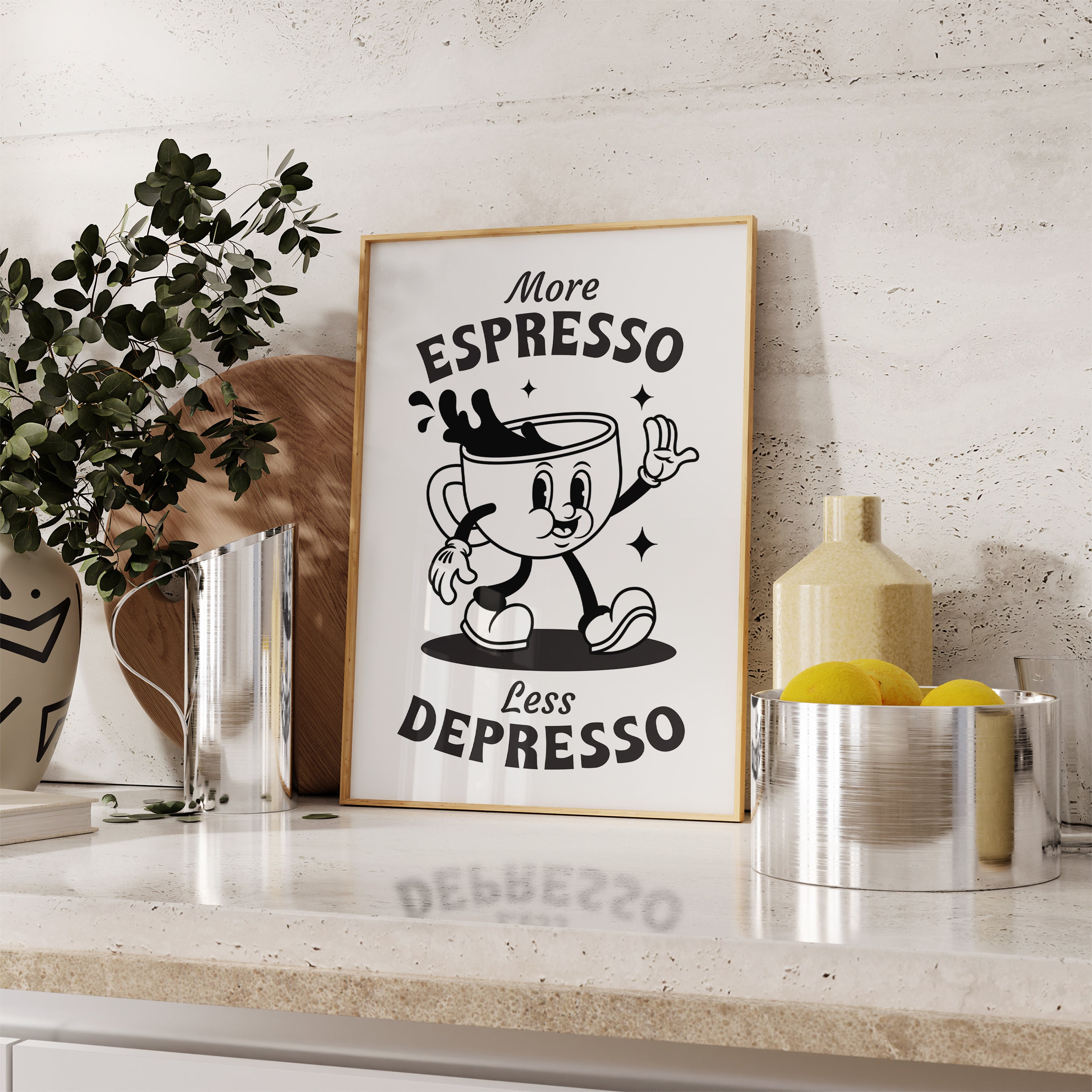 More Espresso Less Depresso, Black and White, Retro Quote Print, Trendy Wall Art, Retro Coffee Bar Poster, Dorm Room Decor, Aesthetic Decor - Etsy UK