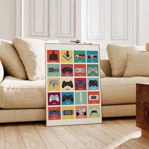retro video game controllers evolution print