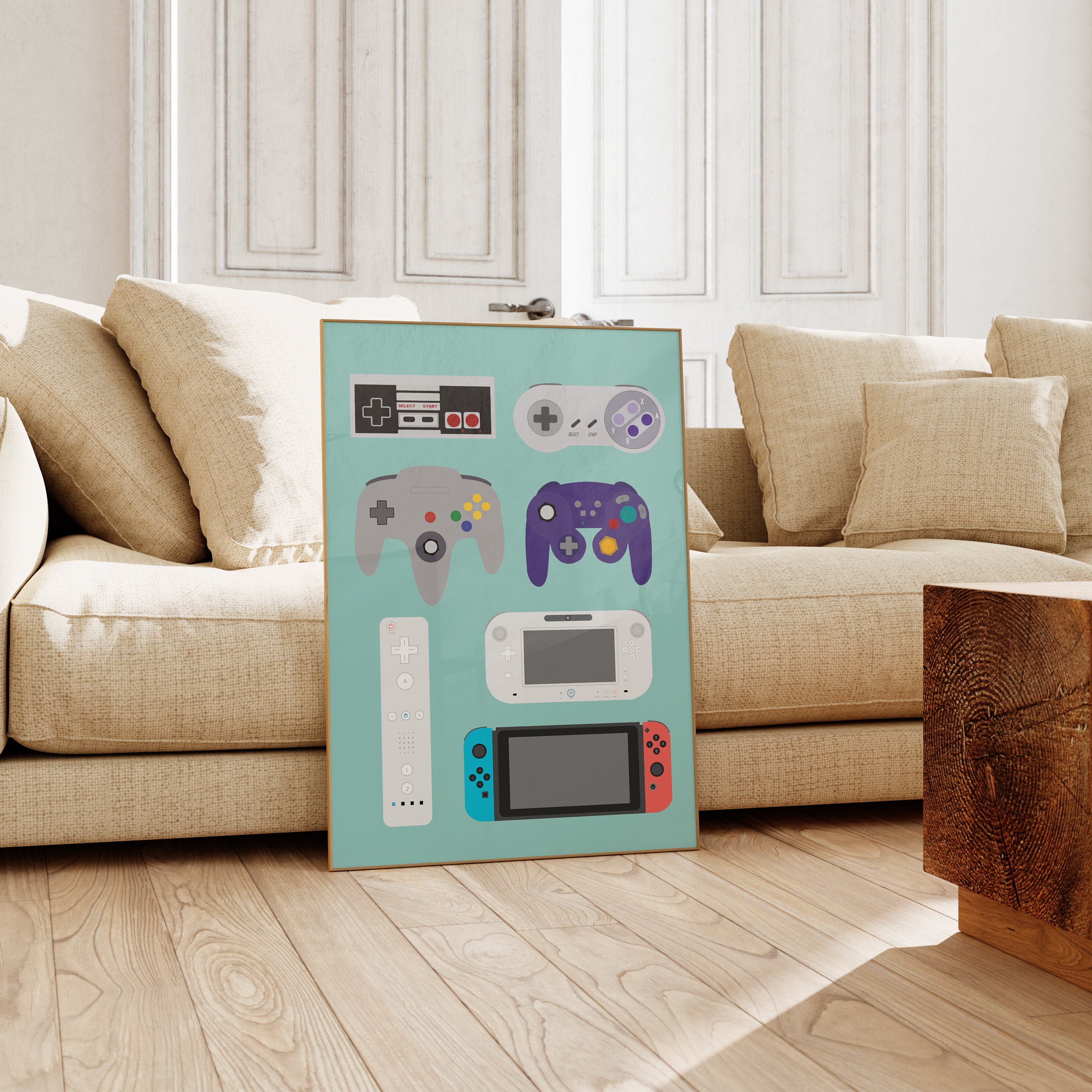 Video Game Controllers Printable Art - Video Game Art - Game Room Decor ...
