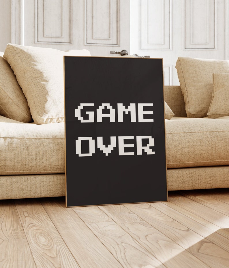 Game Over Print, Video Game Art, Decor for Boys Room, Art for Teen Boy ...