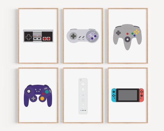 Video Game Art - Video Game Poster - Set of 6 Prints - Game Room Decor - Retro Gaming Art - Video Game Decor - Controller Prints