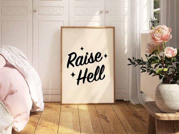 Raise Hell Print, Cowgirl Print, Western Art, Cowgirl Decor, Western Print, Y2k Aesthetic, Retro Wall Art, Cowgirl Art, Printable Art