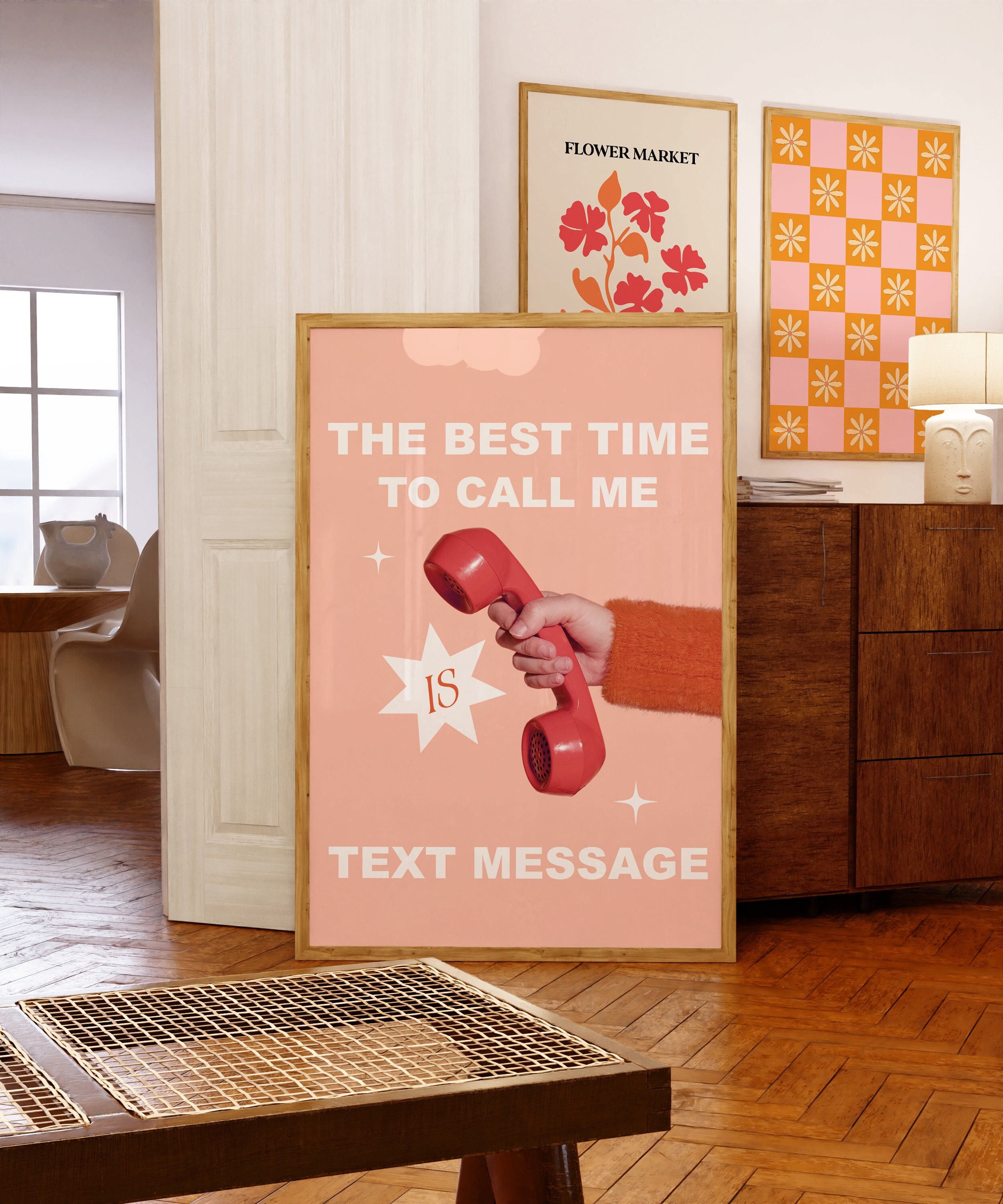 Retro Phone Print, Rotary Phone, Aesthetic Wall Art, Sassy Prints, Retro Wall Art, Retro Ad Print, Pink Aesthetic Art, Retro Funny Women Art