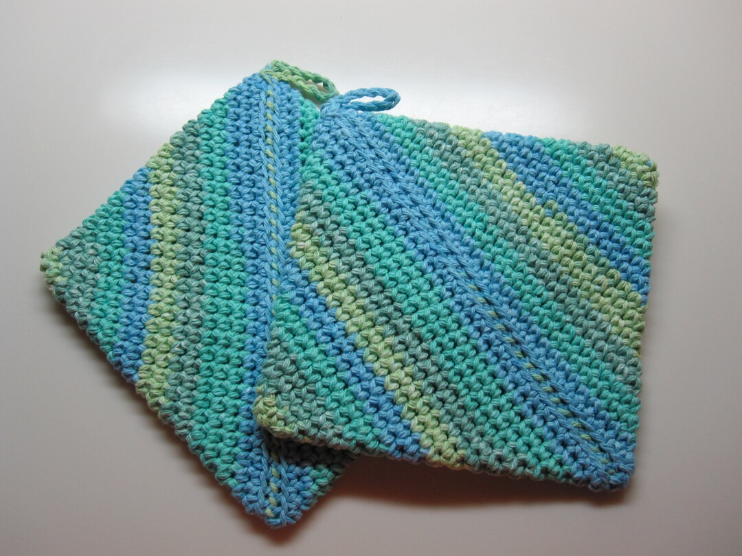 HOT Pad POT HOLDER Kitchen Set Handmade Ocean Blue Green Beach Colors