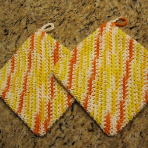 HOT Pad POT HOLDER Sunshine Yellow Orange Set of 2 Handmade Gift Housewarming Co-Worker Gift (A14)