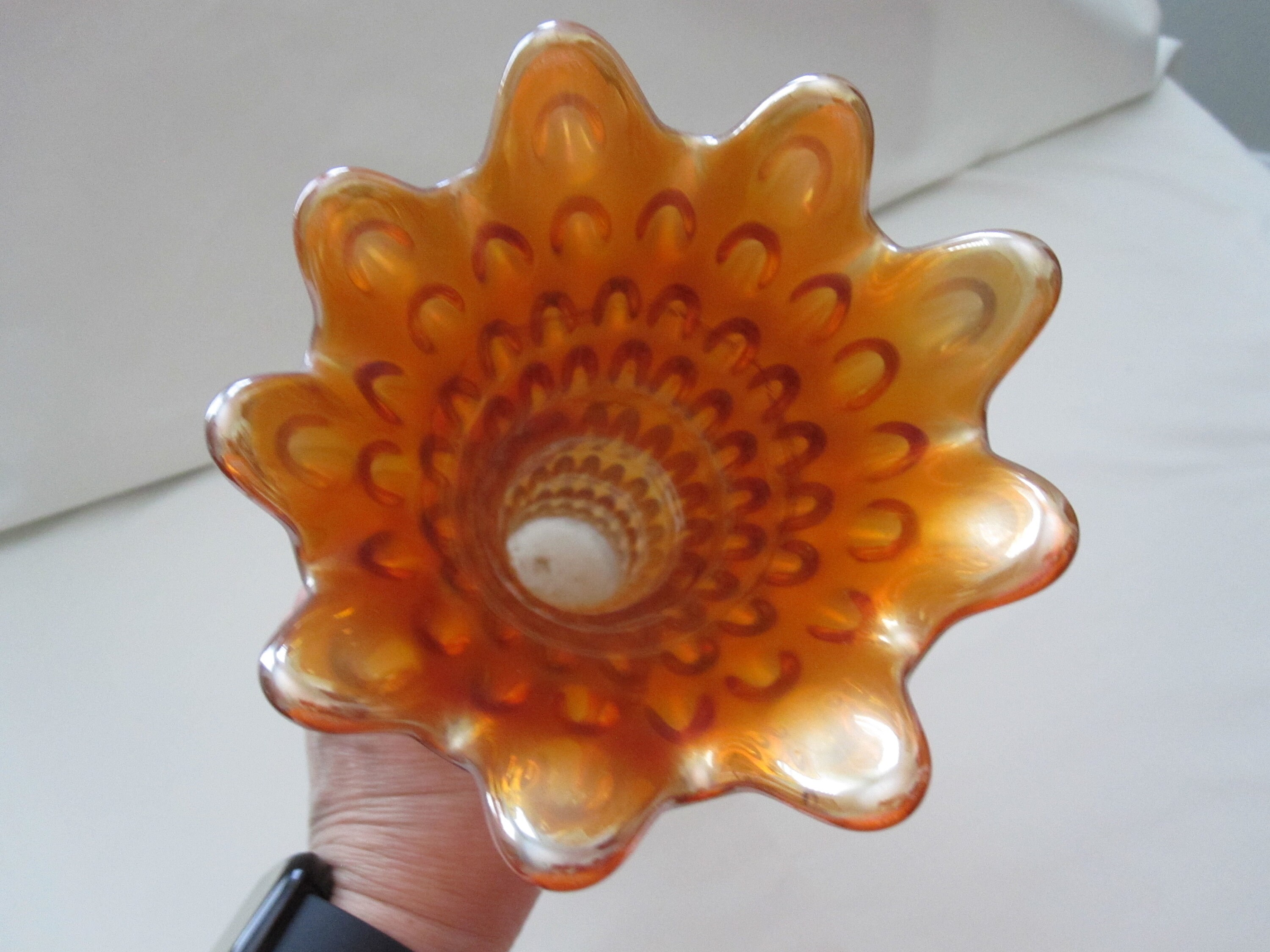 Vintage Amber Iridescent Carnival Glass Tall Vase Hobnail Etsy