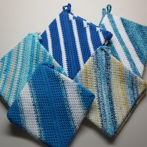 Handmade Crocheted Cotton Hot Pad Set: Double Thick Potholders (C3)