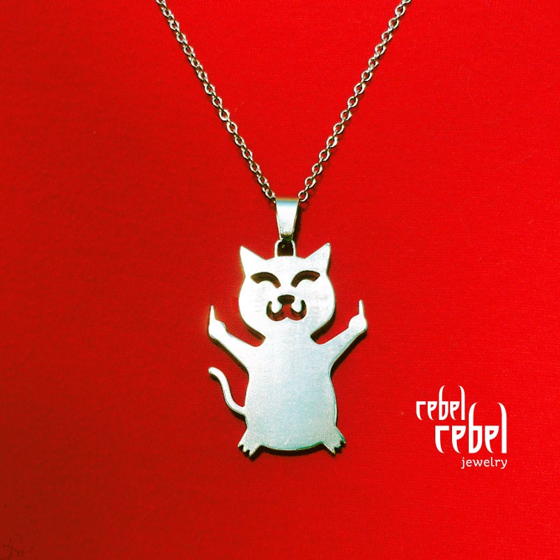 Cat Necklace Middle Finger 100 