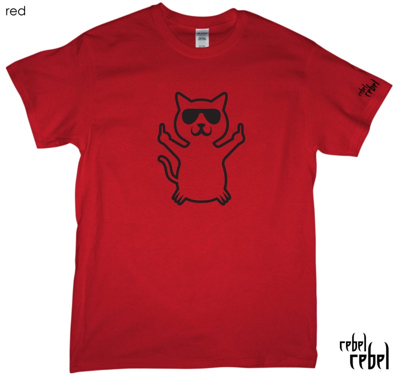 Cat Flipping the Middle Finger T Shirt. Available in Gray - Etsy
