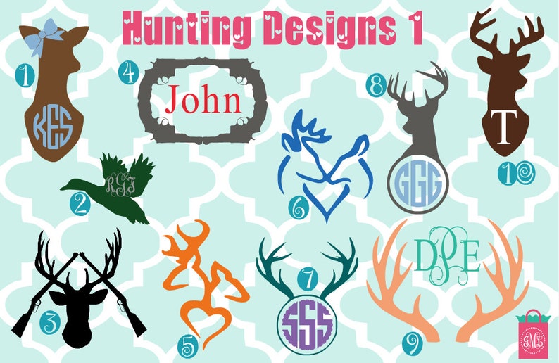 Hunting Monogrammed Vinyl Decal hunting decal Monogram Etsy