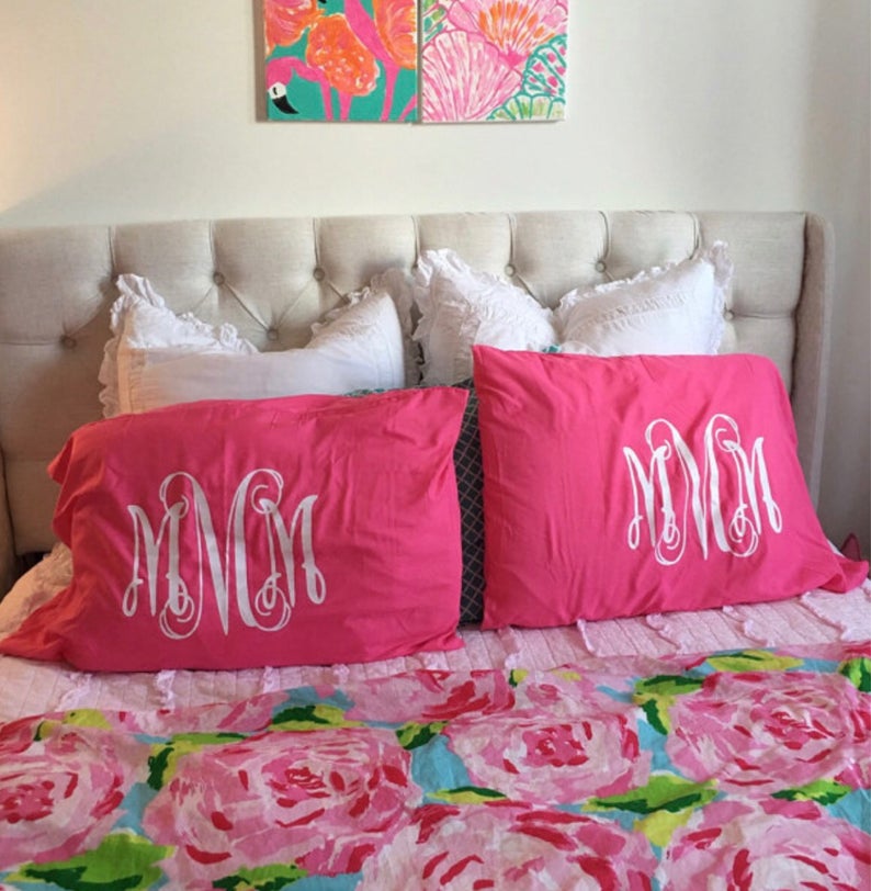 Monogrammed Pillowcase Personalized Pillowcase Custom Etsy