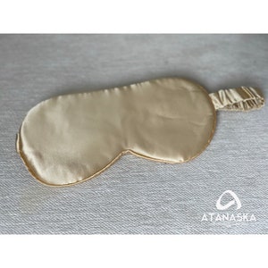 Masque pour les yeux en soie naturelle 100% pour dormir avec doublure en soie, doux, cadeau de mariée, cadeau de Noël, anniversaire, cadeau de nouvel an, personnalisation, fait main Or