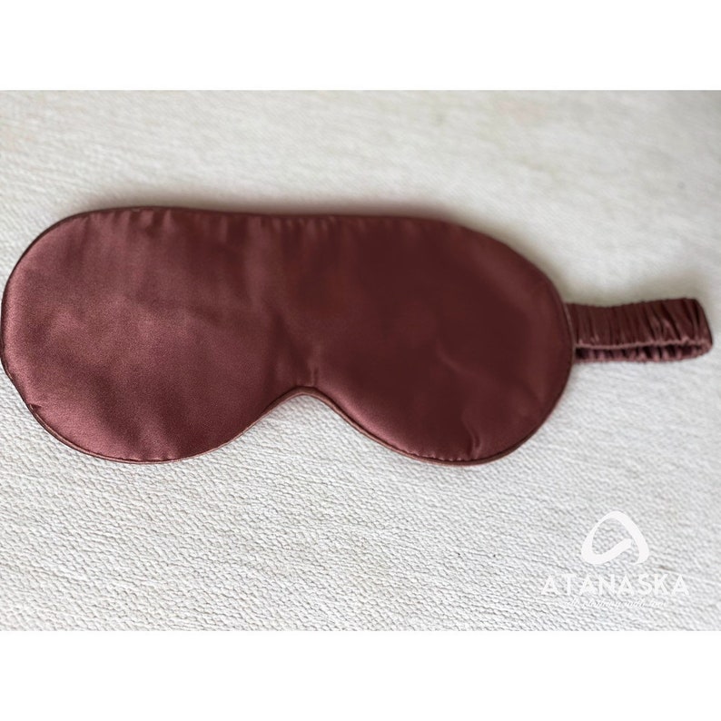 Masque pour les yeux en soie naturelle 100% pour dormir avec doublure en soie, doux, cadeau de mariée, cadeau de Noël, anniversaire, cadeau de nouvel an, personnalisation, fait main Marron