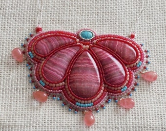 CrazyLace Agate Bead-Embroidered Necklace