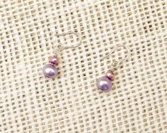 Delicate Purple Pearl Earrings