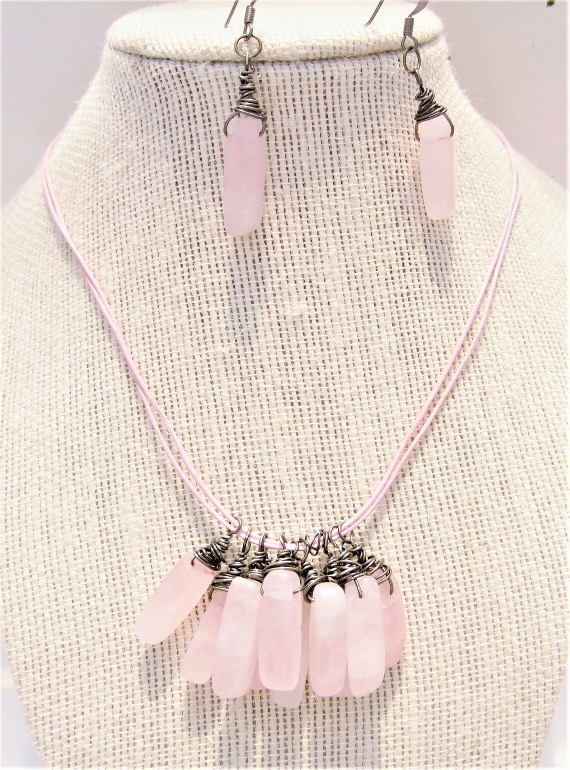 Rose Quartz Industrial Style Necklace Etsy