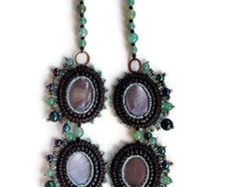 Fringed Aventurine Bead Embroidered Necklace