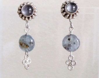 Denim Blue Semi-Precious Stone And Sterling Silver Earrings